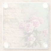 Frans land chic, shabby chic, roze rozen, flora glazen onderzetter (Achterkant)