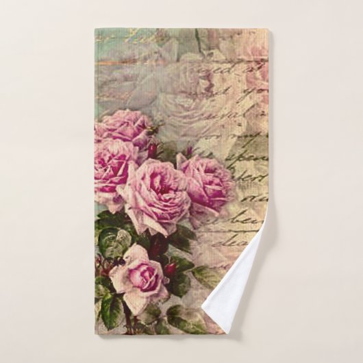 Frans land chic, shabby chic, roze rozen, flora handdoek (Handdoek)