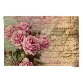Frans land chic, shabby chic, roze rozen, flora kussensloop (Voorkant)
