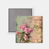 Frans land chic, shabby chic, roze rozen, flora magneet (Voorkant / Achterkant)