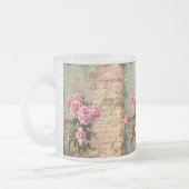 Frans land chic, shabby chic, roze rozen, flora matglas koffiemok (Links)