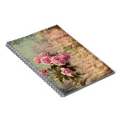 Frans land chic, shabby chic, roze rozen, flora notitieboek (Rechterzijde)