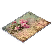 Frans land chic, shabby chic, roze rozen, flora notitieboek (Linkerzijde)