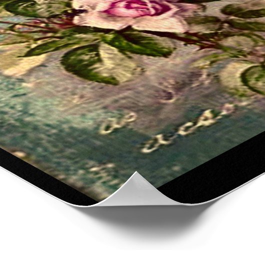 Frans land chic, shabby chic, roze rozen, flora poster (Hoek)