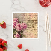 Frans land chic, shabby chic, roze rozen, flora servet (Insitu)