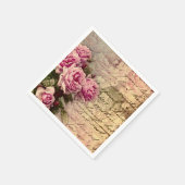 Frans land chic, shabby chic, roze rozen, flora servet (Hoek)