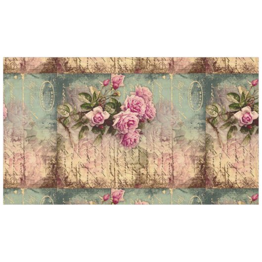 Frans land chic, shabby chic, roze rozen, flora tafelkleed (Voorkant (Horizontaal))