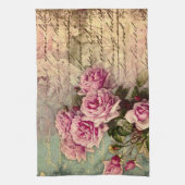 Frans land chic, shabby chic, roze rozen, flora theedoek (Verticaal)