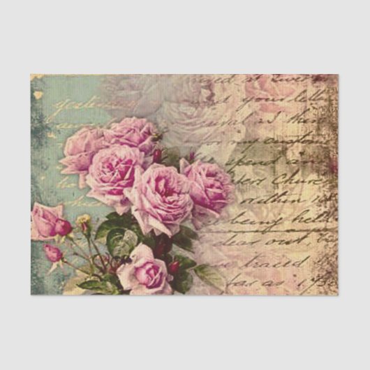 Frans land chic, shabby chic, roze rozen, flora tissuepapier (Voorkant)