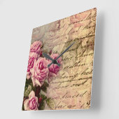 Frans land chic, shabby chic, roze rozen, flora vierkante klok (Hoek)