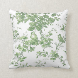 Frans Land Cottage  Green Toile Accent Kussen