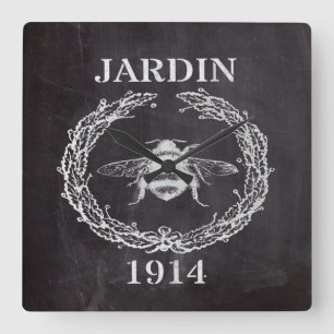 frans land farmhosue chalkboard  bijen vierkante klok