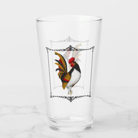 Frans Land Farmhouse Rooster Red Black Gold Glas (Achterkant)