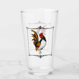 Frans Land Farmhouse Rooster Red Black Gold Glas