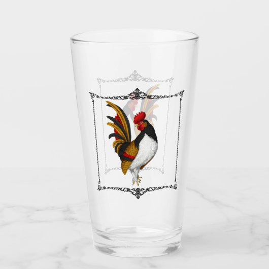 Frans Land Farmhouse Rooster Red Black Gold Glas (Voorkant)
