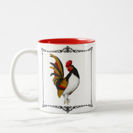 Frans Land Farmhouse Rooster Red Black Gold Tweekleurige Koffiemok