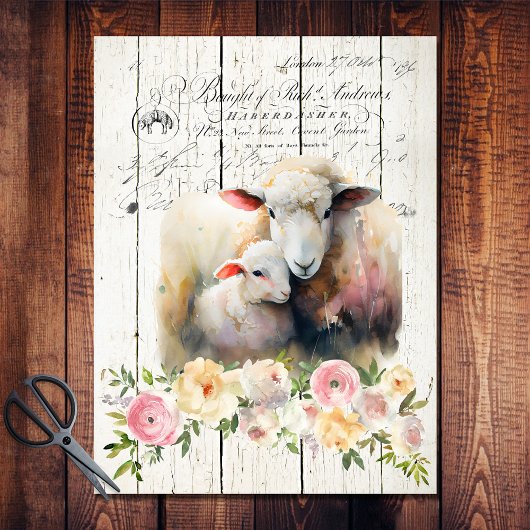 Frans land Floral Dorper Sheep Tissuepapier