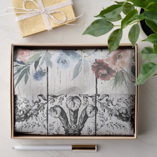 Frans Land Floral Hampshire Sheep Tissuepapier (Geschenk)