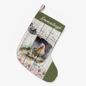 Frans Land Floral Plymouth Rock Chickens Kleine Kerstsok (Voorkant (Hangend))