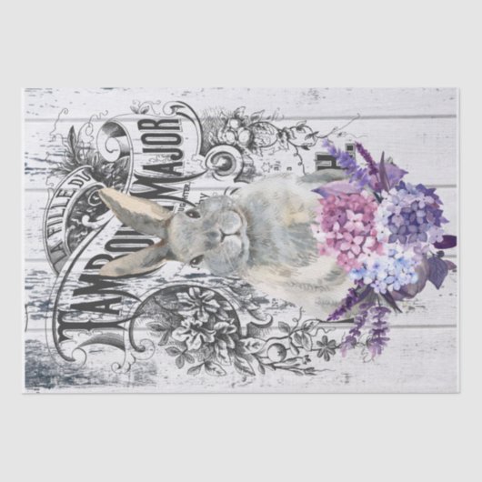 Frans land Hydrangea Floral konijn Tissuepapier (Voorkant)