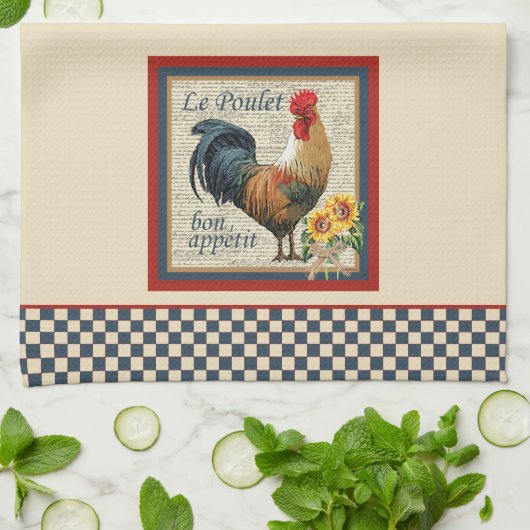 Frans Land Kitchen Blue Rooster Theedoek (Gevouwen)