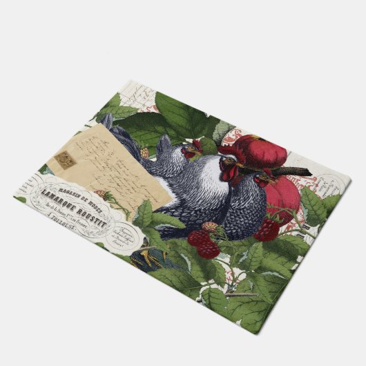 Frans Land Kitchen Chickens Collage Deurmat (Schuin)