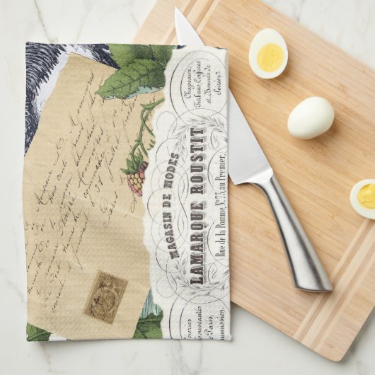  Frans Land Kitchen Chickens Collage Theedoek (Quarter Fold)