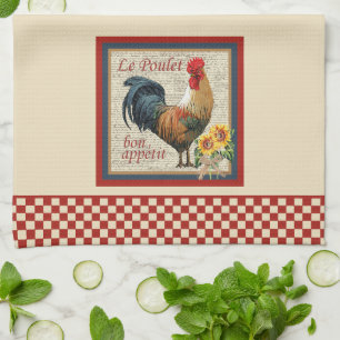 Frans Land Kitchen Rooster Red Checkerboard Theedoek