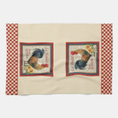 Frans Land Kitchen Rooster Red Checkerboard Theedoek (Horizontaal)