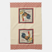 Frans Land Kitchen Rooster Red Checkerboard Theedoek (Verticaal)