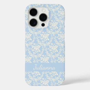 Frans Land Licht Blauwe Floral Aangepast iPhone 16 Pro Hoesje