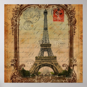 frans land moderne parijs eiffeltoren poster