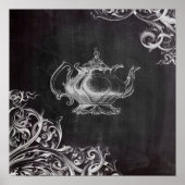 frans land paris tea partij chalkboard teapot poster (Voorkant)