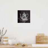 frans land paris tea partij chalkboard teapot poster (Keuken)