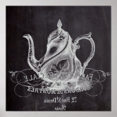 frans land paris tea partij chalkboard teapot poster (Voorkant)