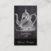 frans land paris tea partij chalkboard teapot visitekaartje (Voorkant)