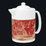 Frans Land Red Toile Print Teapot Theepot<br><div class="desc">De  Franse Rode Toile Print Teapot van het Land kiest uw grootte!</div>