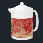 Frans Land Red Toile Print Teapot Theepot<br><div class="desc">De  Franse Rode Toile Print Teapot van het Land kiest uw grootte!</div>