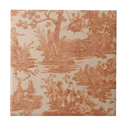  Frans land - Rode keramische tegel Tegeltje (Voorkant)