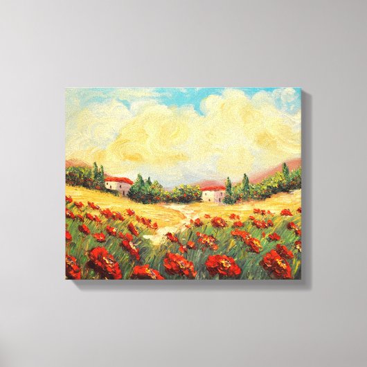 Frans land rode papavers impressionistische canvas (Voorkant)