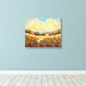 Frans land rode papavers impressionistische canvas (Insitu (Houten vloer))