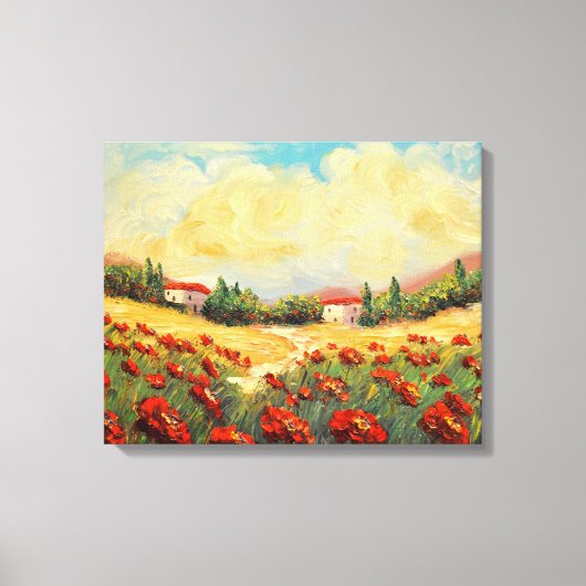Frans land rode papavers impressionistische canvas afdruk (Voorkant)