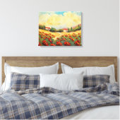 Frans land rode papavers impressionistische canvas afdruk (Insitu (Slaapkamer))