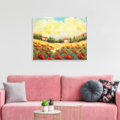 Frans land rode papavers impressionistische canvas afdruk (Insitu (Woonkamer))