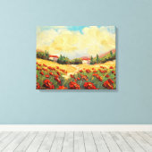 Frans land rode papavers impressionistische canvas afdruk (Insitu (Houten vloer))