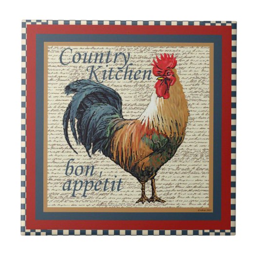 Frans land Rooster Bon Appetit Tegeltje (Voorkant)