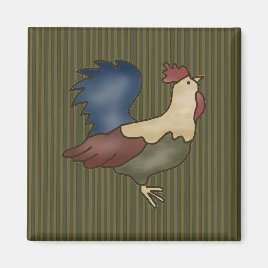 Frans Land Rooster Groene Koelkast Magneet (Voorkant)