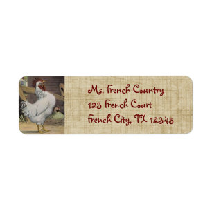 Frans Land Rooster Hen Adresetiketten Etiket
