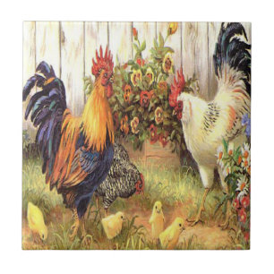 Frans land Rooster Hen Ceramic Tile Tegeltje