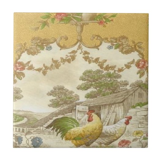  Frans land Rooster Hen Ceramic Tile Tegeltje (Voorkant)